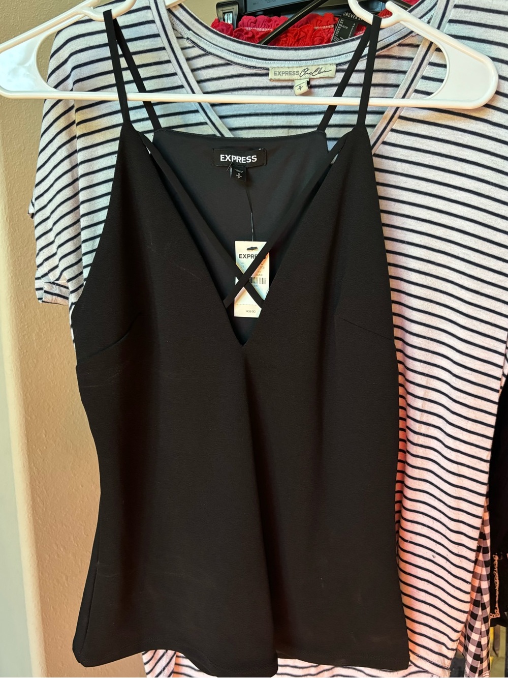 Express Black V-Neck Double-Strap Cami